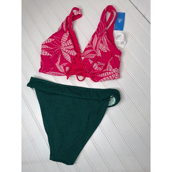 NWT Cupshe Two Peace Swimsuit Bikini Red High Waist Bottom Beach BUNDLE Sz M - Picture 5 of 5